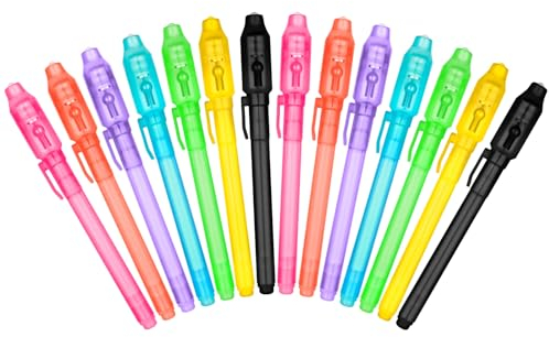 OFFCUP UV Stift, 14 Stück Zauberstift Kinder, Unsichtbarer Stift mit UV Lampe, Spy Pen Kinder Geheimstift zum Schreiben Geheimer Nachrichten Unsichtbar Schreiben Kindergeburtstag Gastgeschenke
