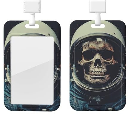 Ausweishalter mit Umhängeband, vertikale Kunststoffhülle, ästhetischer Totenkopf-Kartenhalter für Arbeits-Ausweis, U-Bahn-Karte, Zugangskarte