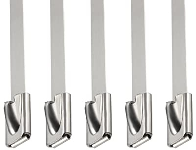 DTGN 19.69x0.18(LxW) Tie Wraps - 5Pack - Good for Furniture Electronic Equipment - 304 Stainless Steel Self-Locking Cable Zip Ties - Silver White