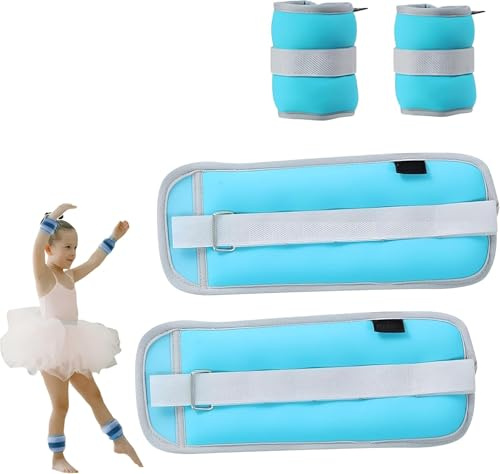 LEXICANMHS Gewichtsmanschetten 2PCS, Verstellbares Fußgelenkgewichte Set, Fuß-/Handgelenkgewicht Manschetten,Geeignet für Anfänger und Kinder Tanzen Bewegung, Gehen, Joggen,Blau (0.5, Kilogramm)