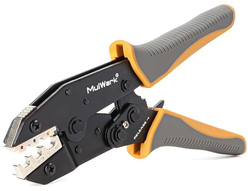 Mulwark Herramienta de crimpado de alambre: alicates de crimpado profesionales, crimpadora de alambre de trinquete para conectores termorretráctiles, terminales eléctricos, cableado automotriz,