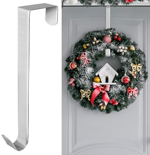 Aodaer 12 Inch Silver Metal Wreath Hook Non-Slip Christmas Hanging Hooks for Party Holiday Home Decoration