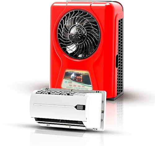 Gtzly Climatiseur Camping Car 12V, TéLéCommande Climatiseur Split 1800W Adapté Aux Camions, Camping-Cars, Excavatrices, Fourgonnettes, Bus, Remorques, Climatiseur RV(Red)