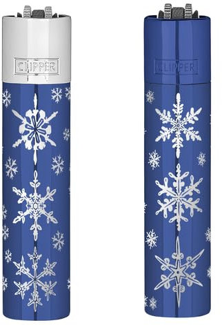 Clipper Metal Flint Lighter, Refillable, with Free Tin Box Gift Set, Pack of 1 (WINTER FLAKES)