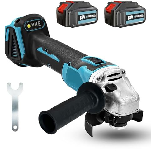 Winkelschleifer, Kompatibel mit Makita,18V Bürstenlon ohne Kabel Kabelloses Trennschleifer, Scheibe 125mm Schleifen mit 2x5500mAh Akku,Trennschleifer zum Entfernen von Farbe,Polier