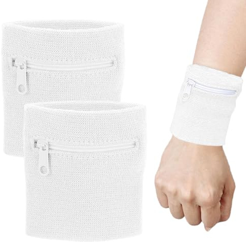 RGZD 2pcs Reißverschluss Handgelenk Beutel, Sport Turnhalle Basketball Armbänder, die Schweißbänder Laufen Lassen Handgelenk Verpackungs Geldbörse mit Reißverschluss Tasche für Schlüssel(Rosa)