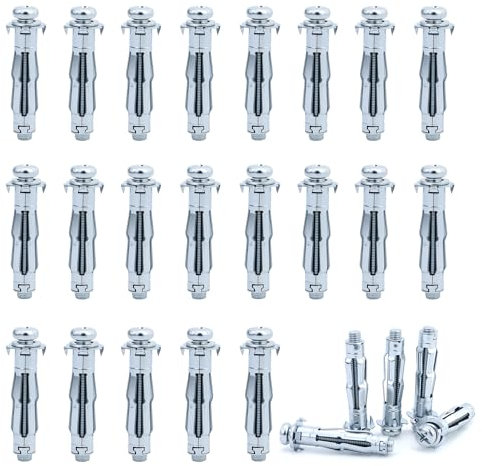 Hohlraumdübel Metall verzinkt Hohlwanddübel M8 x 52mm für Befestigungen in Gipskartonplatten, 32 Stück Hohlraum Metalldübel Spreizdübel