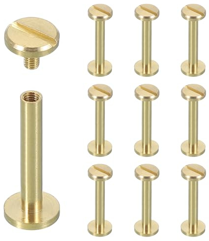 sourcing map 10 juegos de remaches de tornillo Chicago M4 x 25 mm de metal con cabeza Phillips, para clavos, remaches de clavos, conectores para bricolaje, cinturón, bolsa, manualidades
