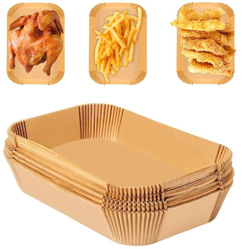 200 Stück Backpapier für Heißluftfritteuse mit Doppelkammer, BPA-Frei 22x14CM Rechteck Backpapier, Airfryer Zubehör für Ninja Heißluftfritteuse AF300EU, AF400EU, AF400EUCP Anderen Dual Zone Air Fryer