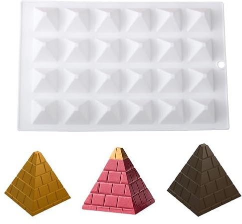 Silicone 3D Pyramid Cake Fondant Mousse Mold Chocolate Baking Candy Mould | Cupcake Decor Pastry Dessert Ice Tray Molds DIY Wax Aromatherapy Soap Craft Kitchen Tool