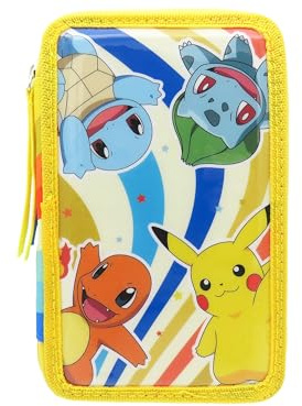 CyP Brands - Pokémon, Federmäppchen, 3-stöckiges Federmäppchen, Schulbedarf