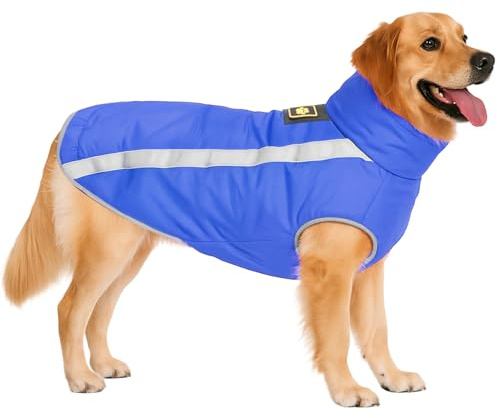 DoggieKit Hundrock Vinter, Reflekterande Hund Vinterjacka, Vindtät Jacka Kappa, Hundar Väst Kläder, Varm Kallt Väder Vattentät, Hundtröja Snöjacka för Hundar, Utomhus Fleecevinterhundsjacka