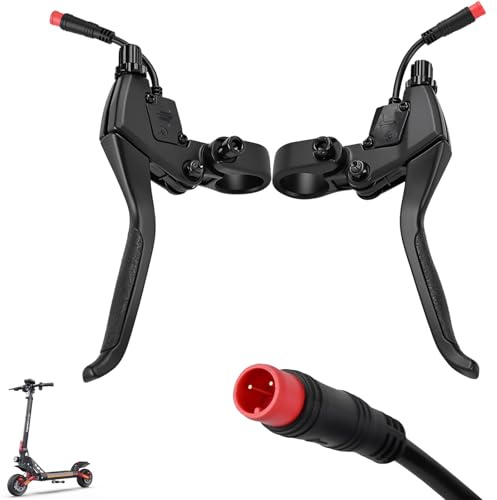 VOLOHAS 1 paire de leviers de frein pour trottinette électrique Kukirin G2 Pro/G2 Max Poignée de frein en alliage d'aluminium avec connecteur étanche 2 broches Accessoires Pièce de rechange