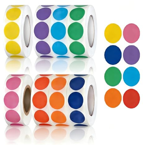 4000 Stück Klebepunkte Bunt, 19 mm Punkt Aufkleber Markierungspunkte, Runde Farbige Klebepunkte Sticker, Ideal zum Markieren & Kategorisieren in DIY, Büro, Kalender und Schule (8 Rollen)