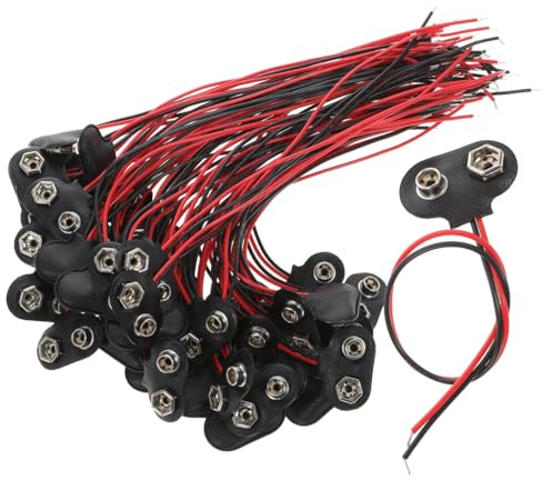 Alipis Connettore per Batteria 9V Cavo 6 CM Tipo T Portabatterie Clip in PU e Ferro Set da 50 Pezzi per Dispositivi Elettronici Strisce LED e Progetti Fai da Te
