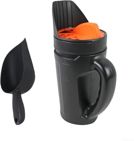 Esparcidor de jardín multifuncional, contenedor esparcidor de sal con pala redonda para césped y vegetales, naranja nieve