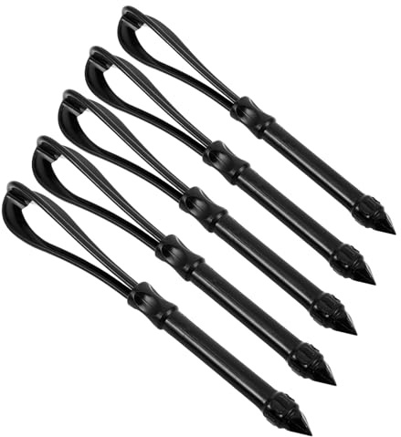 INOOMP Agitateur de Coloration Capillaire de Salon en Plastique Épais Noir, Lot de 5 Set de Bâtons Multifonctions pour Mélange de Teinture Cheveux, Outil Professionnel pour Réutilisable