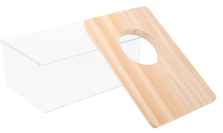 VALICLUD Hamster Sandbad Kasten aus Acryl mit Holzdeckel Leicht zu Reinigen und Platzsparend als Badezimmer für Hamster und Mäuse im Kleintierkäfig
