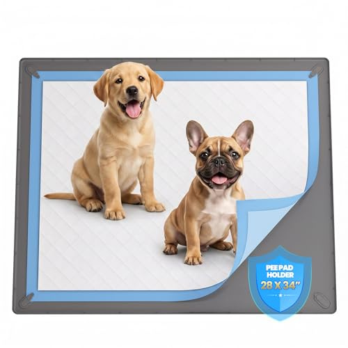 Kittyspout Tappetino per cani in silicone con clip magnetiche, 86 x 71 cm | Base in silicone antiscivolo con bordi alti, riutilizzabile per cuccioli e cani anziani
