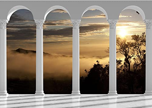 Runa Art Papier peint intissé Mural Afrique coucher du soleil Moderne Toison Salon Chambre à Coucherr Salle - Tableaux Muraux Tapisserie Photo - blanc jaune 9047010b