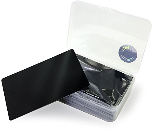 Ebamaz 100 Stück dünn Metall Business Visitenkarten 86X54X0,2mm Aluminium Legierung Plakette für Gravur (3,4 X 2,13X0,01 zoll, Schwarz, Blanko) | 8,6 x 5,41 x 0,020 cm große Teller
