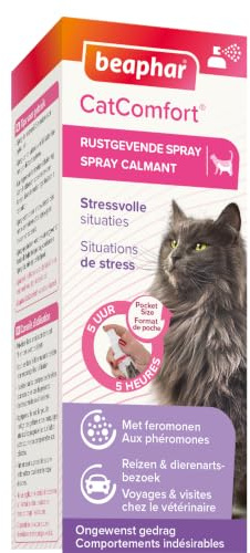 Beaphar – CATCOMFORT® – Spray calmant aux phéromones pour Chat – Réduit Le Stress et Les comportements Non désirés sans dépendance ni Somnolence – Flacon 30 ML = 214 pulvérisations
