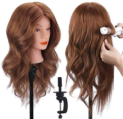 18 Tête à coiffer 100% Cheveux Naturel Vrai Cheveux Humains Mannequin Tête Formation Coiffure avec Support + Ensemble de Tresse 45cm par TopDirect