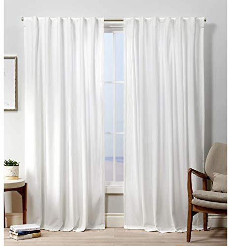 EXCLUSIVE HOME Velvet Heavyweight Light Filtering Hidden Tab Top Curtain Panel Pair, 52x84, Winter White