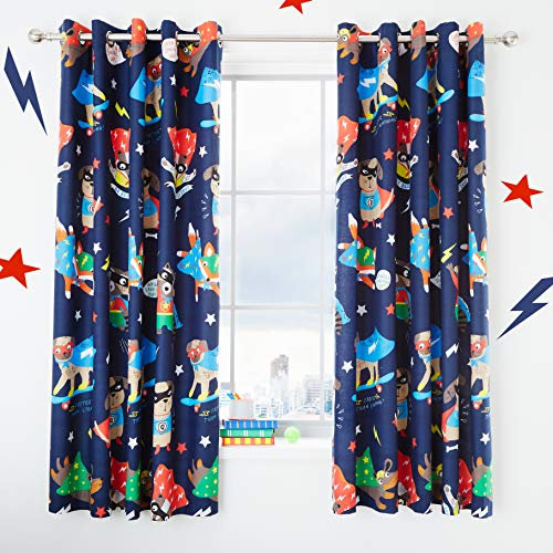 Catherine Lansfield Super Dog Easy Care 66x72 inch Eyelet Curtains Navy