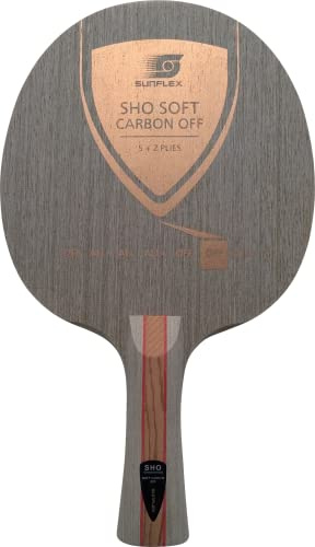 Sunflex SHO Soft Carbon Off Tischtennis-Holz | professionelles Offensiv Holz | 7 Furniere mit Carbon | gefühlvoll und schnell | Verschiedene Griffe