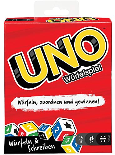 Mattel Games GKD66 - UNO Würfelspiel für die ganze Familie, mit Trockenlöschtafeln und Markern, für Kinder ab 7 Jahren