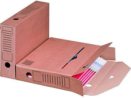 Ropipack Archiv-Ablagebox Archivschachtel Lagerbox mit Automatikboden aus stabiler Wellpappe braun 315 x 65 x 233 mm - 25 Stück
