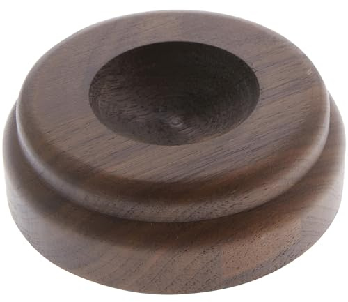 Plymor Revolving Walnut Round Wood Display Base with Indented Circle to Hold Egg, Marble, Ball or Sphere, 3.125 W x 3.125 D x 1.125 H (1.5 Circle)