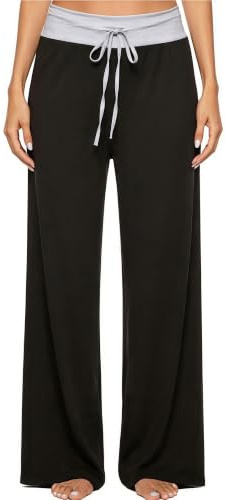 LOCUBE Women's Comfy Wide Leg Pajama & Lounge Pants, Pockets & Drawstring
