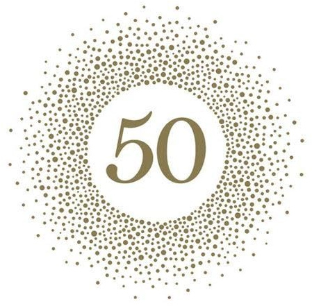 20 Servietten 50 im goldenen Kreis | Geburtstag | Jubil?um | Tischdeko 33x33cm
