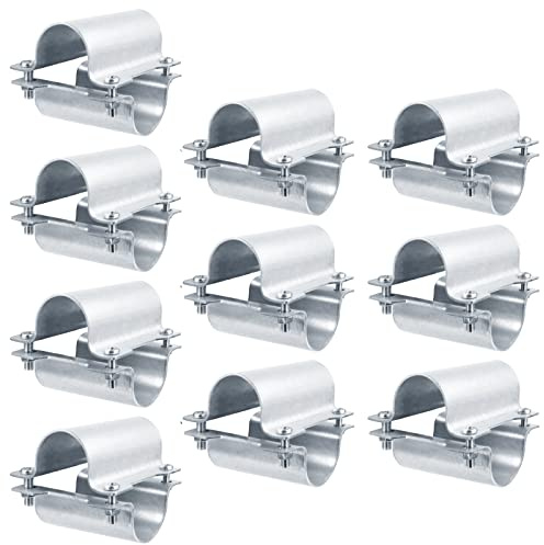 OTTFF 10 Set 1-3/8 Greenhouse Cross Grid Connector, Pipe Clamps for Chain Link Fence