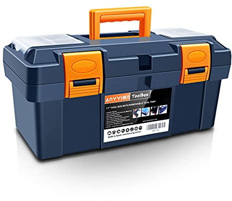 Anyyion 16.5-inch Tool Box with Removable Tray, Small Parts Box On The Lid is Removable, Tray Can be Removed and Combined at Will (Internal Dimensions 15.2x6.89x6.1 inch)