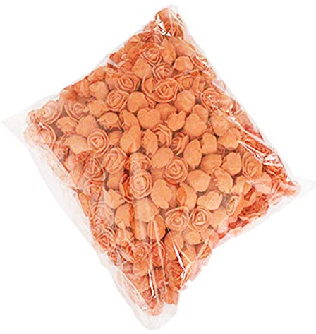 Clenp DIY Rose Head, 500 Pcs PE Mousse Rose Tête Fleur Artificielle pour DIY Ours Poupée De Mariage Maison Décor Orange 500 pièces