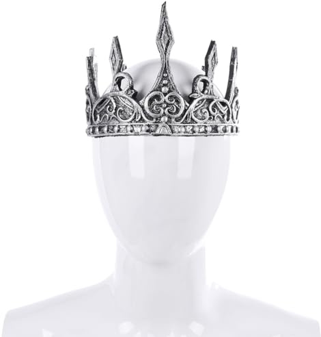 King für Herren – PU Prinz Krone und Diadem, komplett, mittelalterlich, Kostüm, Zubehör Ball, Hochzeit, Halloween, Theater, Bankett, Silber