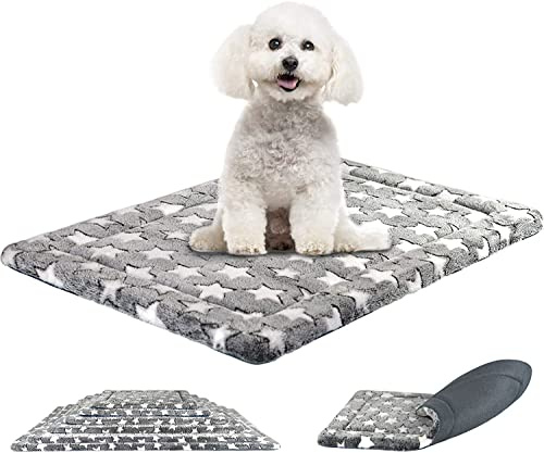 SuperKissen24. Hundematte, Katzenmatte - Reversibel Hundebett für Kleine Hund - Bett für Hunde und Katze - Katzenbett, Katzenkissen - Flauschig Hundedecke - Waschbar Hundematratze - 60x40 cm Sterne