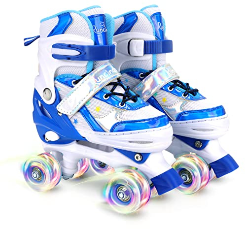 Runcinds 4 Größen Verstellbare Kinder Rollschuhe für Mädchen, Jungen, Kleinkinder, mit leuchtenden Rädern