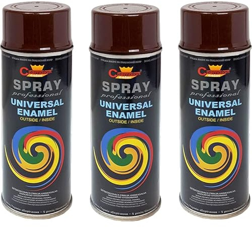 VE-INDUSTRIES Lackspray nach RAL 3er Sparpack Spraydose 400ml Buntlack für Holz, Metall (8011 Nussbraun)