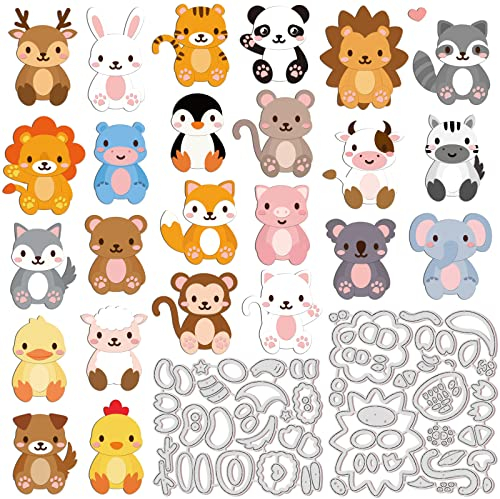 INFUNLY DIY Animal Cutting Dies Set Metal Die Cuts for Card Making Little Animal Embossing for Scrapbooking Christmas Instruction Included