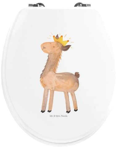 Mr. & Mrs. Panda Motiv WC Sitz Lama König - Geschenk, WC-Sitz, Klobrille, Lamas, Papa, Klodeckel, Toilette, Mama, Toilettendeckel, Alpaka
