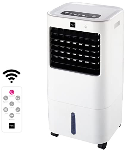 12L Cooling Evaporative Air Cooler Fan | Portable | High Cooling Cooler with Remote Control | LED Display | 3 Fan Speeds with Oscillation Function | Cooler for Home and Office Use, White