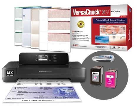 VersaCheck HP Officejet 200 MXE Portable Wireless MICR Check Printer and VersaCheck X9 Platinum 5-User Check Printing Software Bundle