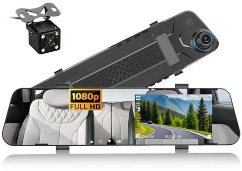CAMECHO 4.5 Mirror Dash Cam Backup Camera 1080P FHD Front and Rear View Mirror Camera for Cars Dual Lens Cam Loop Recording Wide Angle G-Sensor Parking Assistance