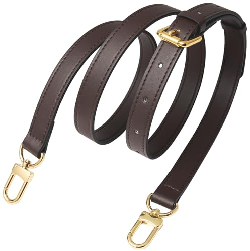 BMBMLV Vachetta Verstellbarer Crossbody-Gurt aus Leder für kleine Taschen, Pochette Mini NM Eva Favorite PM MM Nano Speedy, Kaffee-Leder, 41.7-50.3 in（106-128cm）,width 1.8cm/0.7inch