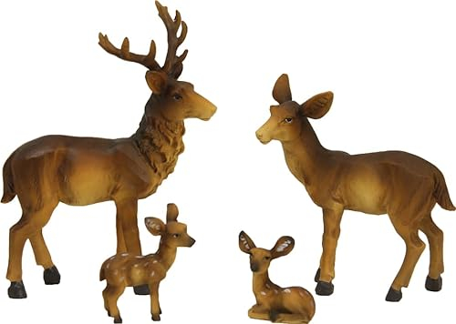 FADEDA 4X Hirschfamilie/Höhe:10 cm/handbemalt/detailgetreue Krippen Figuren - Weihnachten Tisch Dekoration Krippe Zubehör
