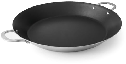LACOR - 60839 - Padella per Paella TriChef in Acciaio Inox, Tecnologia TriCapa, Antiaderente Quantanium, Manici in Acciaio Inox, Induzione, 7 Porzioni, Facile Pulizia, ø 40 cm e Altezza 6 cm